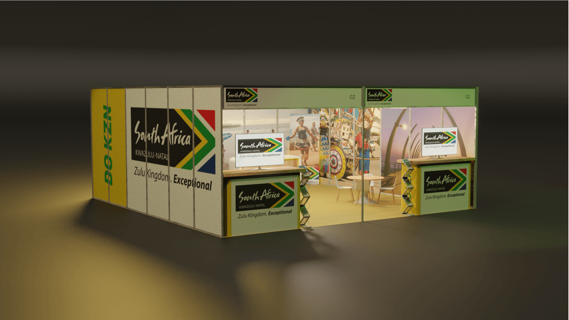 A 6 by 6 virtual stand with open exhibition and meeting spaces