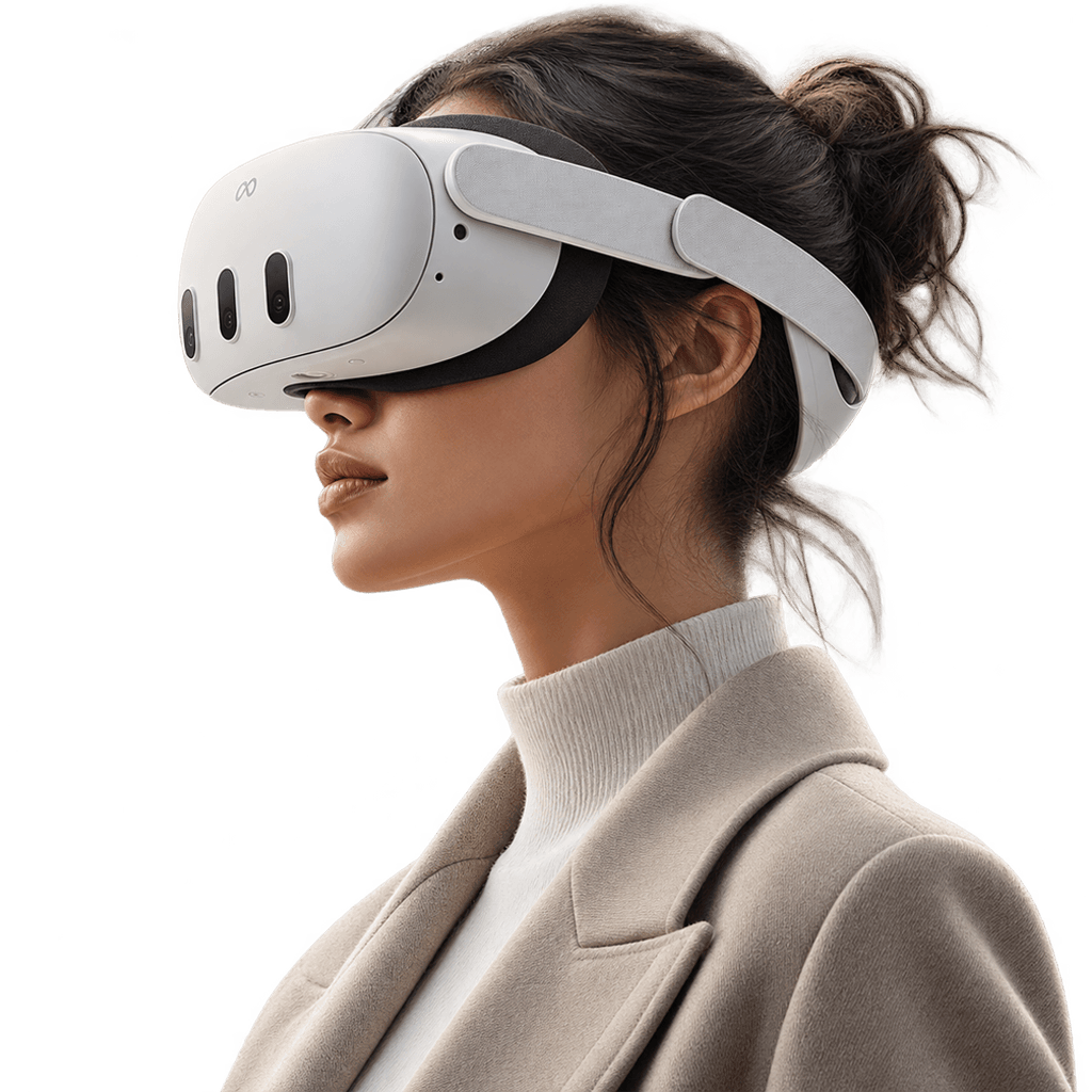 Woman wearing a virtual reality headset