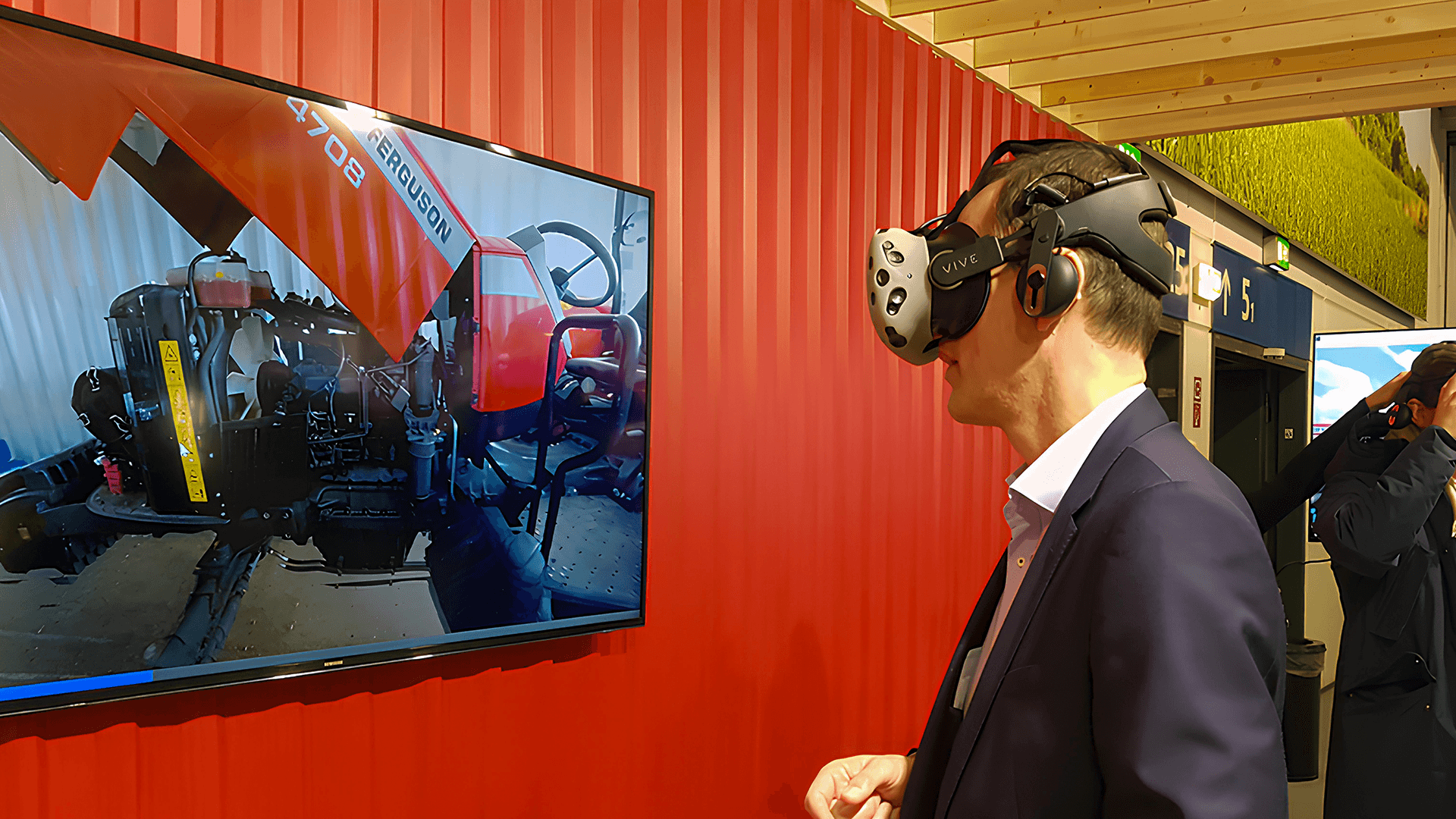 A guest trying a virtual reality experience at a Mixed Reality activation