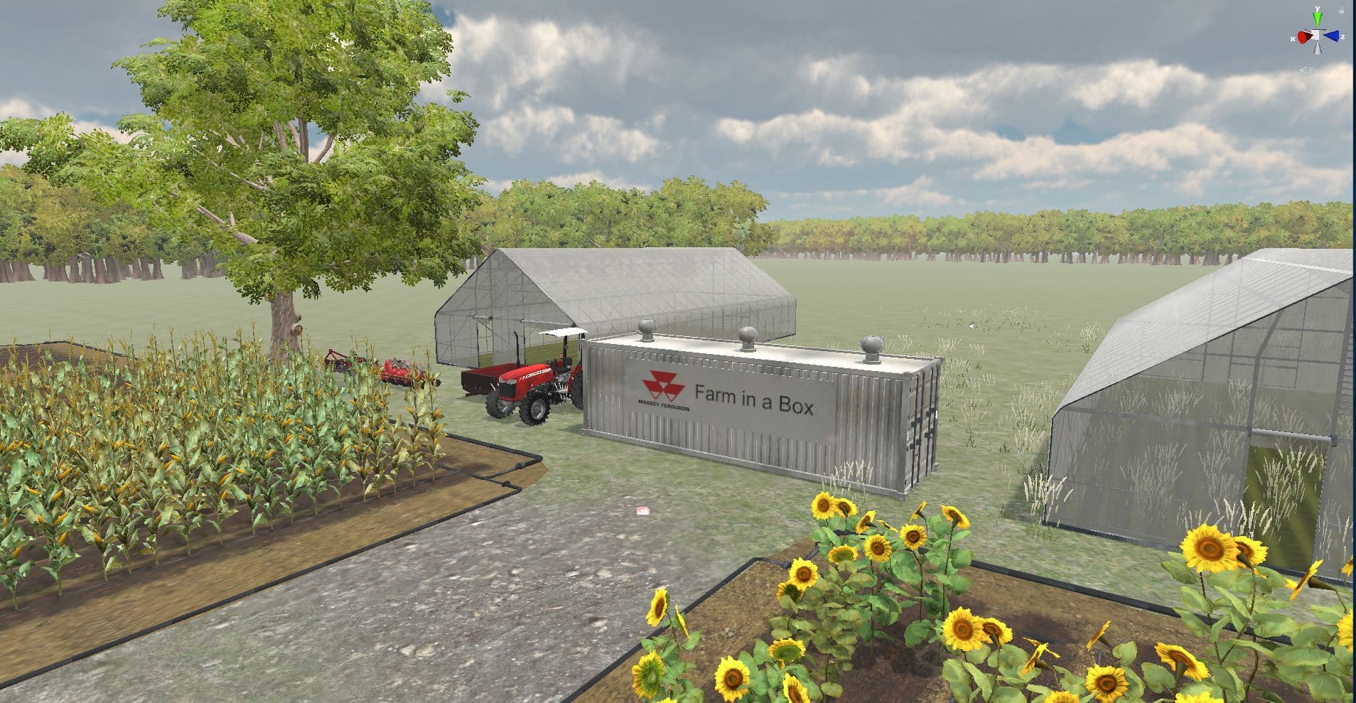 The farm environment from one of our custom virtual reality applications