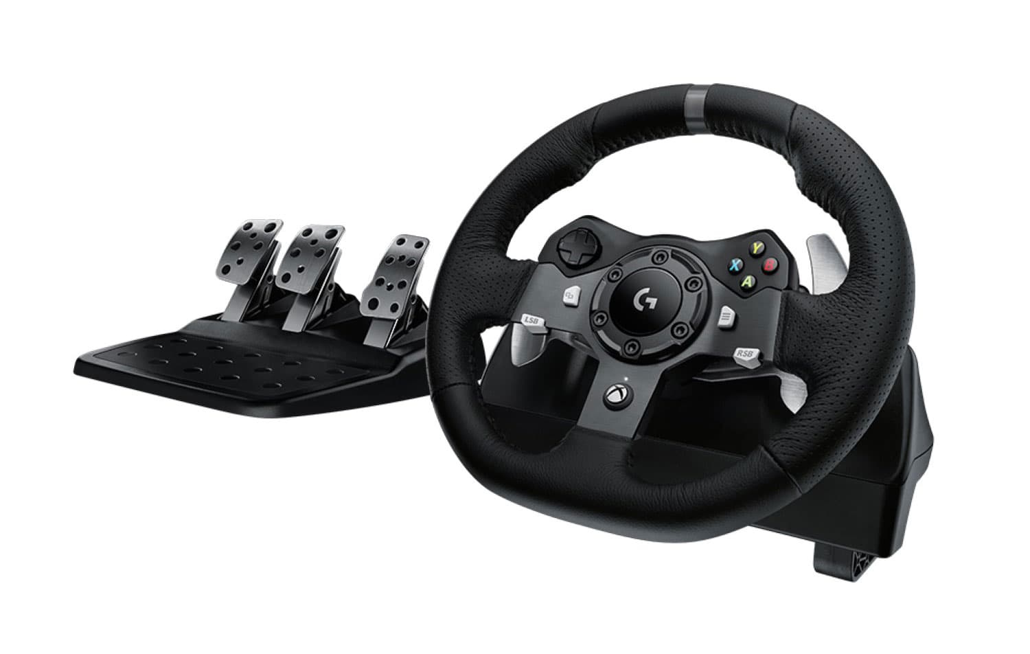 Racing rig with a steering wheel, pedals and seat