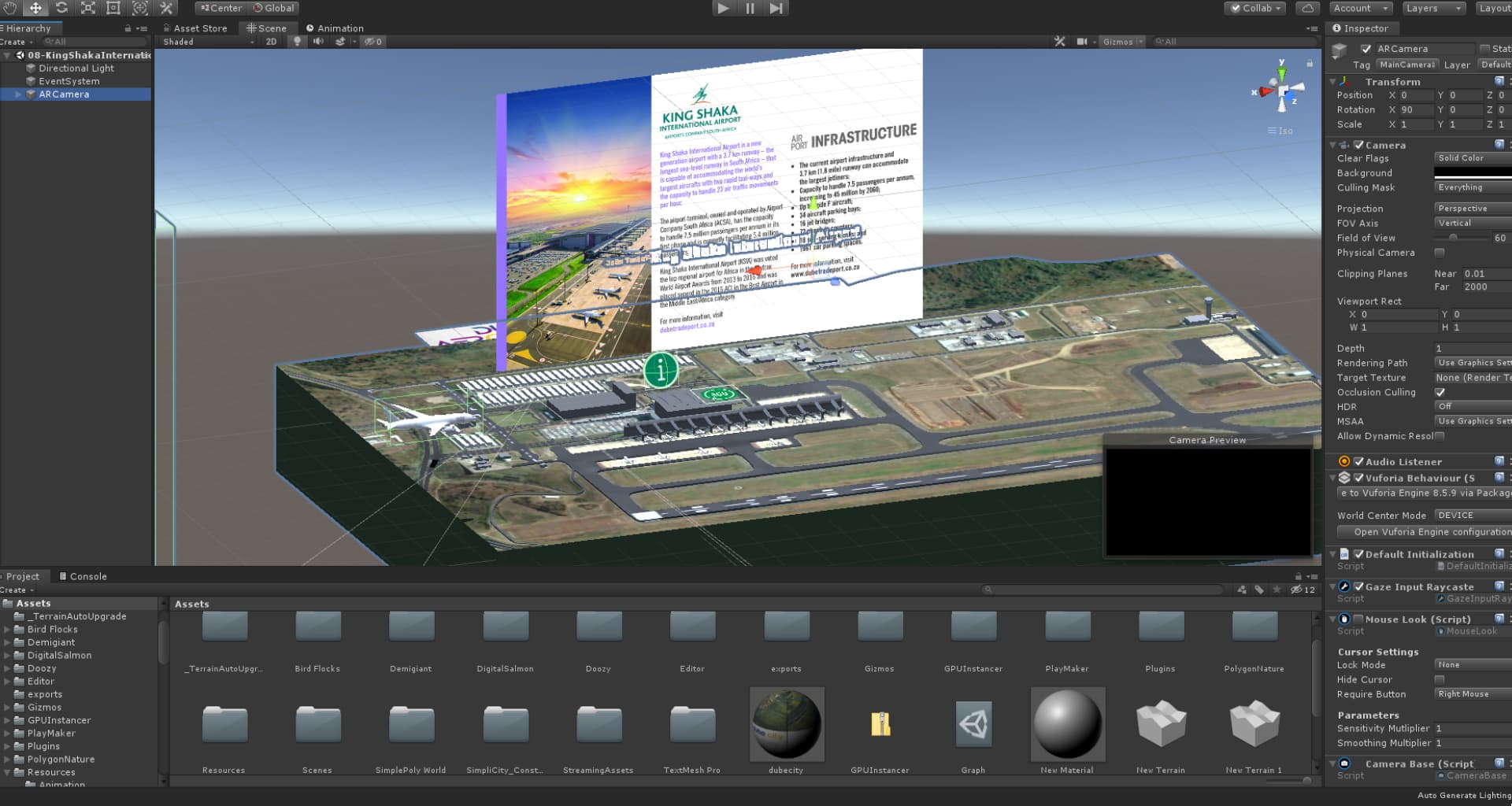 King Shaka International Airport model in Unity for the Dube TradePort augmented reality application